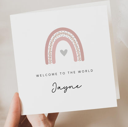 Pink Rainbow New Baby Card
