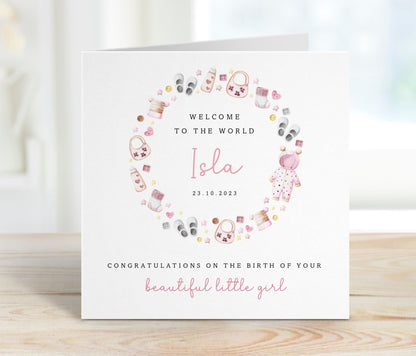 Pink New Baby Girl Card