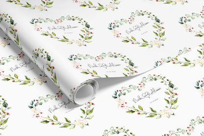 Personalised Floral Heart Wedding Gift Wrap | Wrapping Paper | WRAP0003