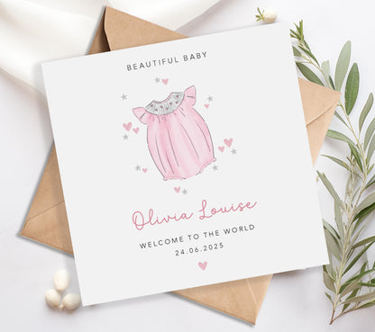 Personalised New Baby Girl Card
