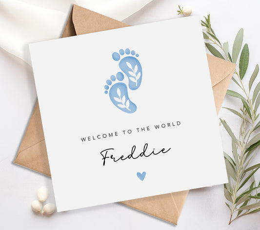 Blue Feet New Baby Card