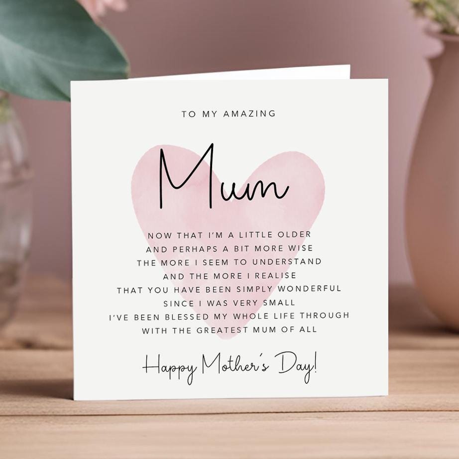 Mother's Day card for Mum with poem