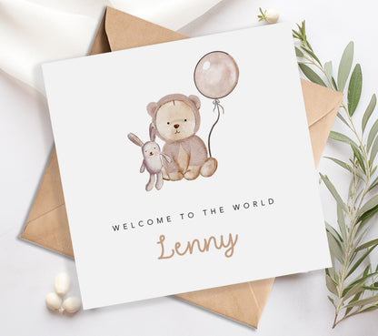 Cute Teddy Bear New Baby Card