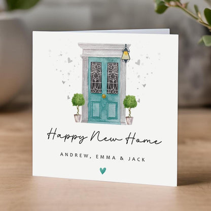 New Home Card Personalised Teal Door