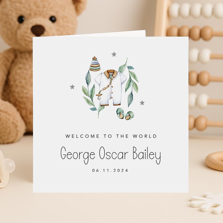 Personalised Blue New Baby Boy Gift Wrap | Wrapping Paper | WRAP0009