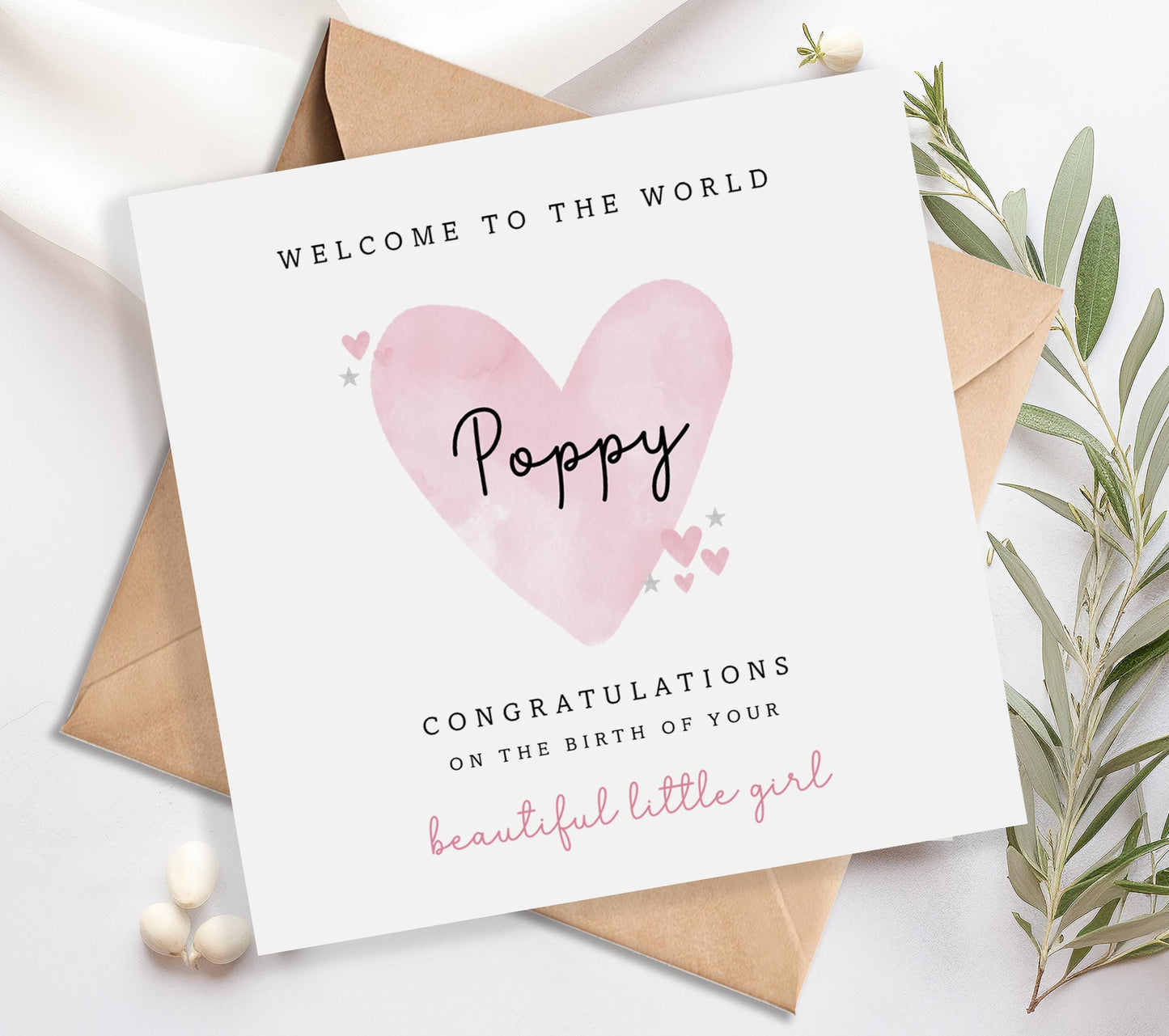Personalised New Baby Girl Card