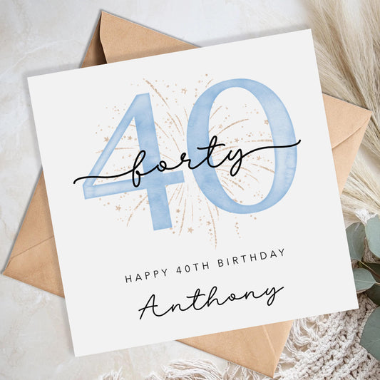 Personalised 40th Birthday Card for Him - Blue | B86