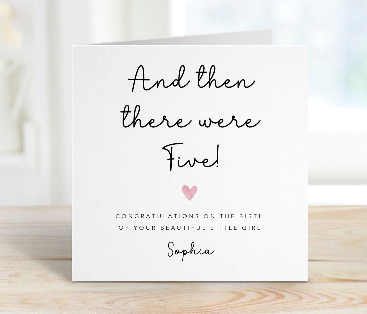New Baby Card - and then there were five! - Pink