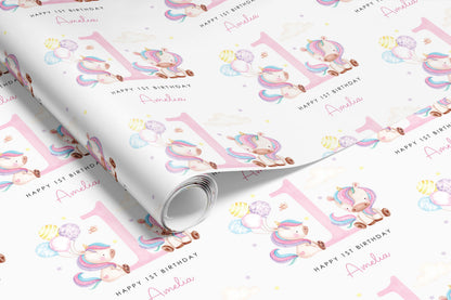 Pink Unicorn Personalised Gift Wrap |  Wrapping Paper |  WRAP0019