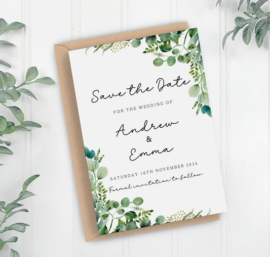 Eucalyptus Save the Date Cards