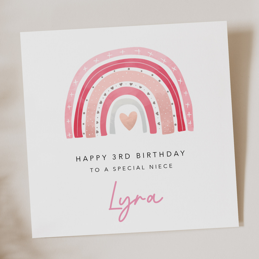 Pink Rainbow Birthday Card