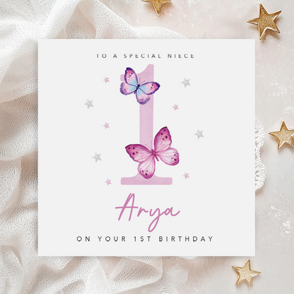 Pink Butterfly Birthday Card