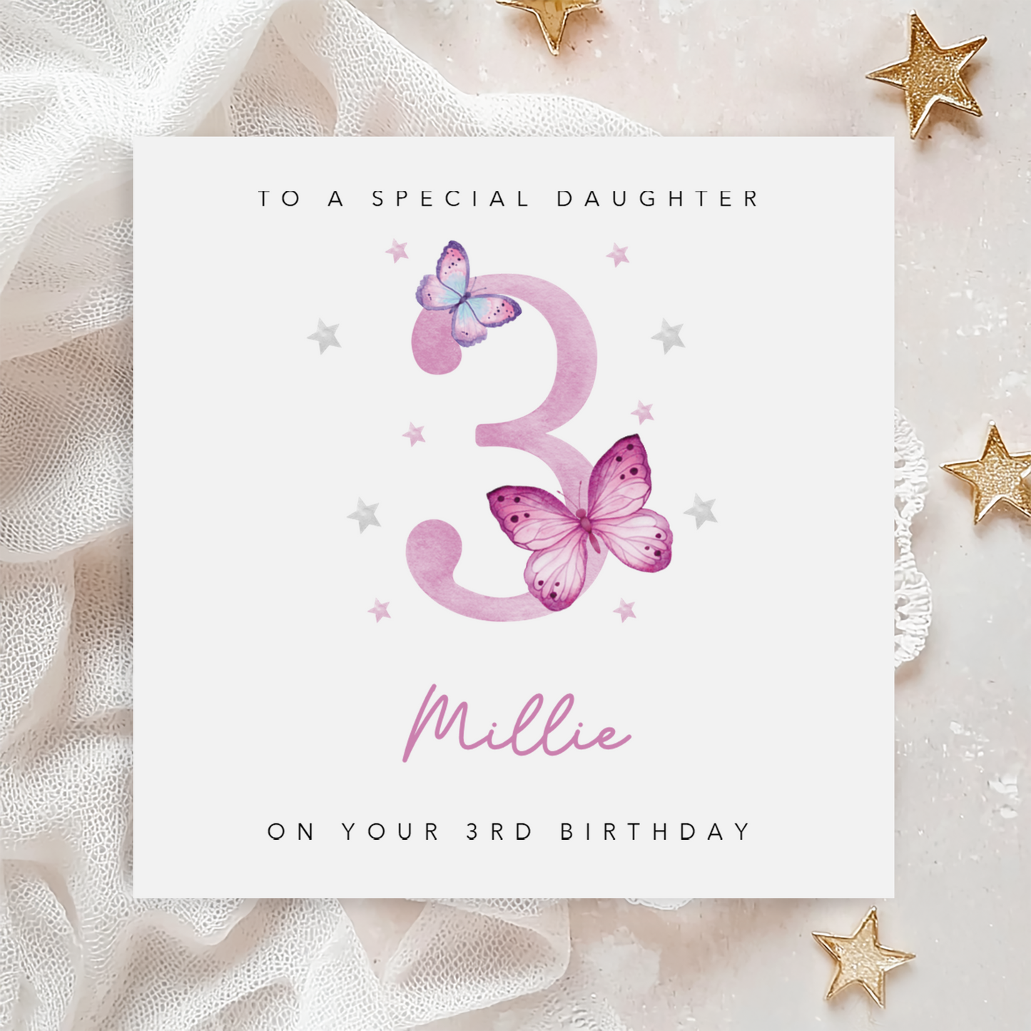 Pink Butterfly Birthday Card