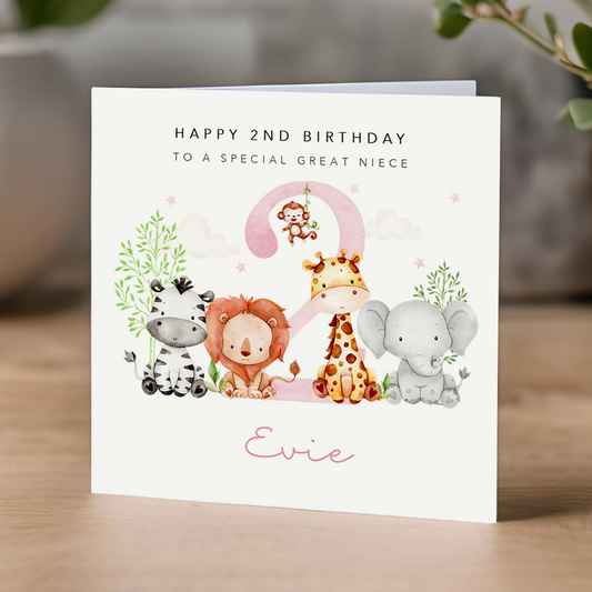 Pink Safari Birthday Card