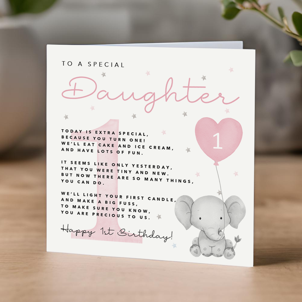 Daughter 1st Birthday Card with Poem