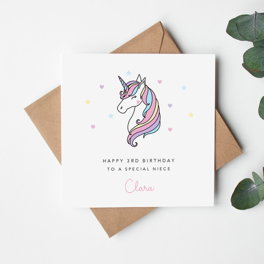 Rainbow Unicorn Children's Birthday Card
