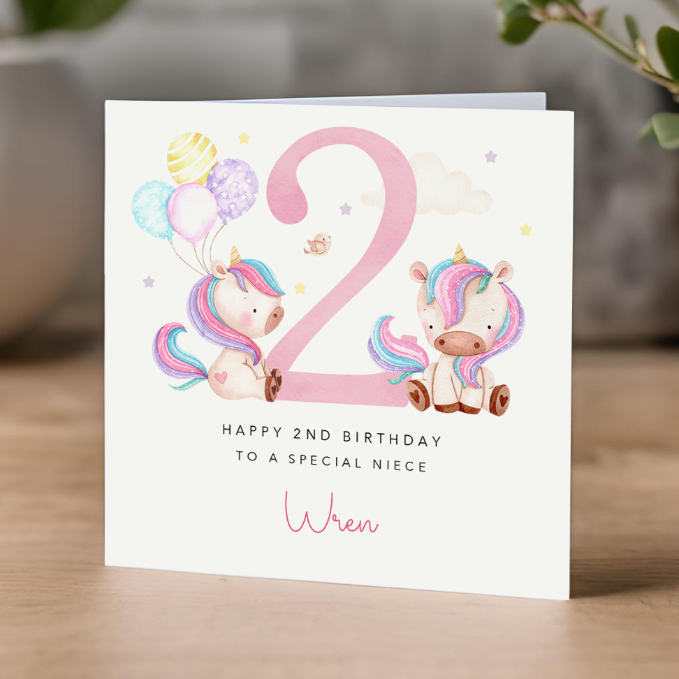 Pink Unicorn Birthday Card