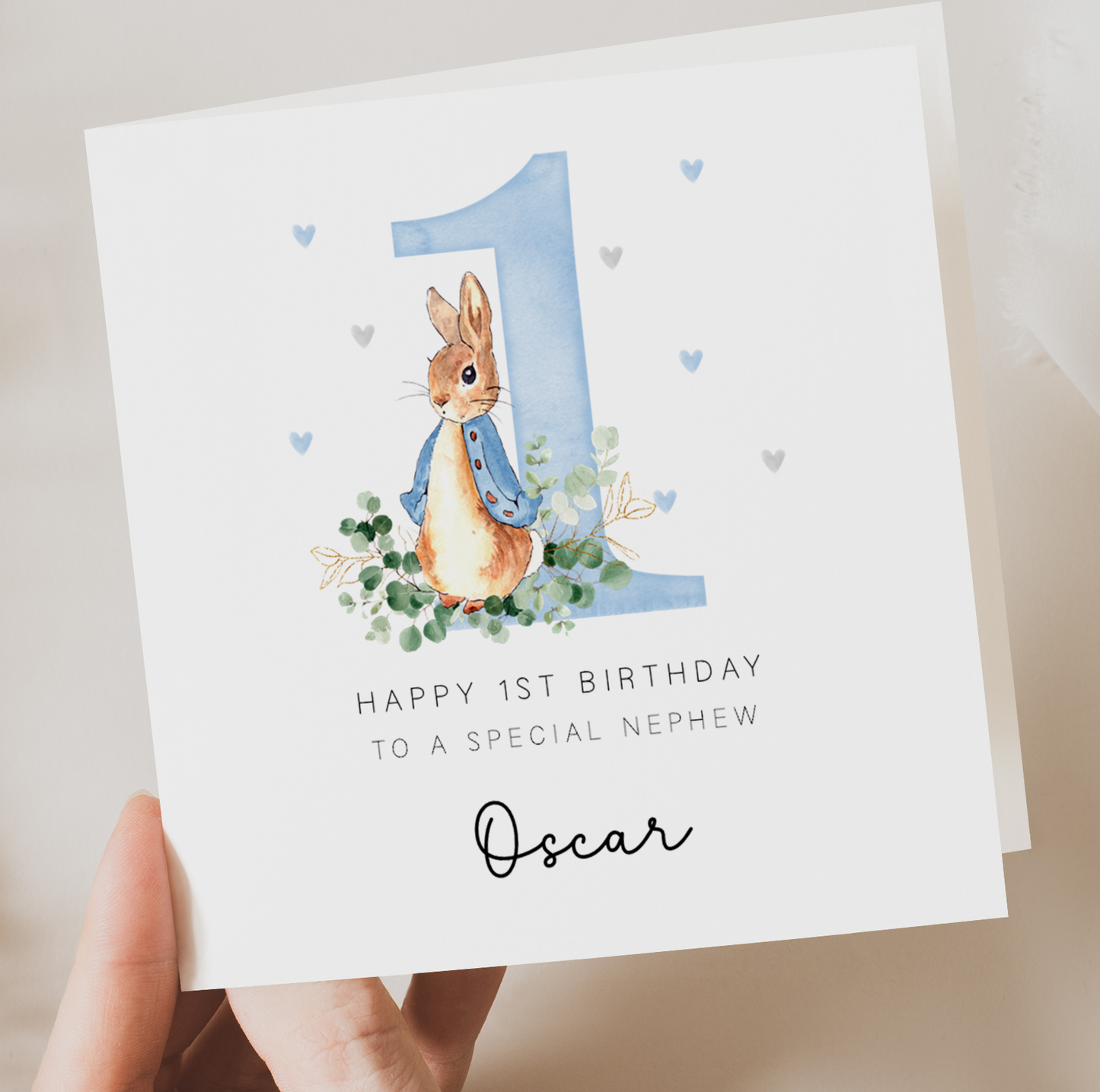 Blue Rabbit Birthday Card