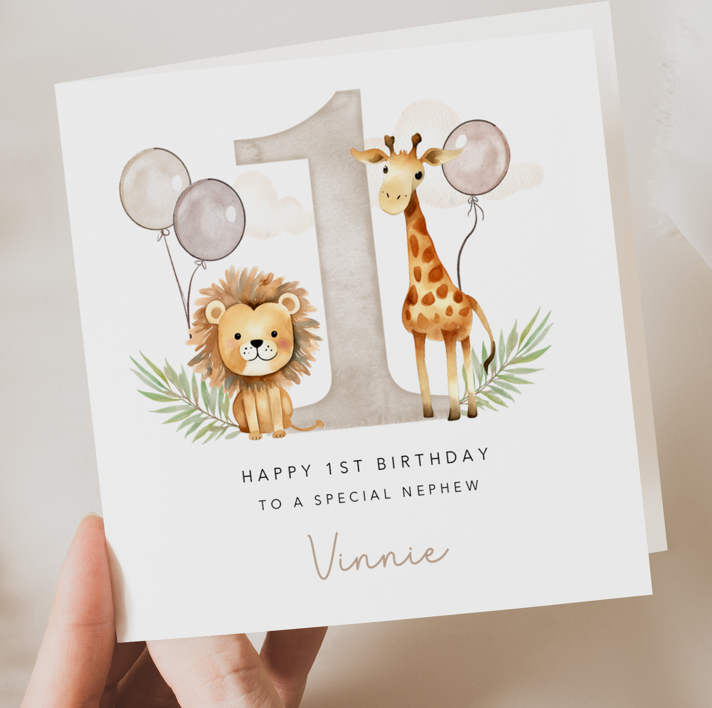 Beige Natural Safari Birthday Card