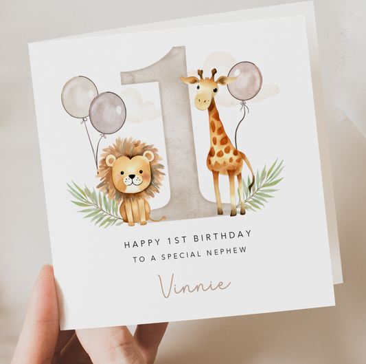 Beige Natural Safari Birthday Card