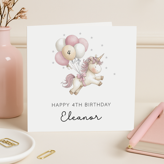 Dancing Unicorn Birthday Card - just name