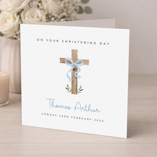 Blue Cross Christening Card