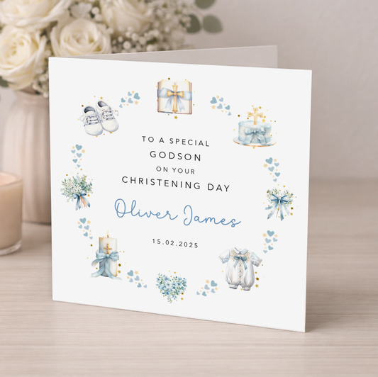 Blue Christening Card