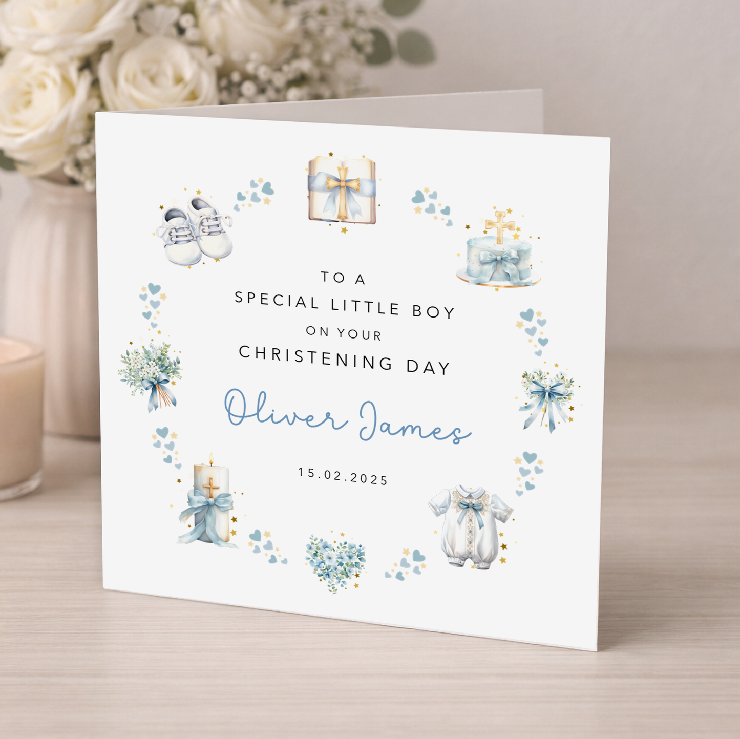 Blue Christening Card