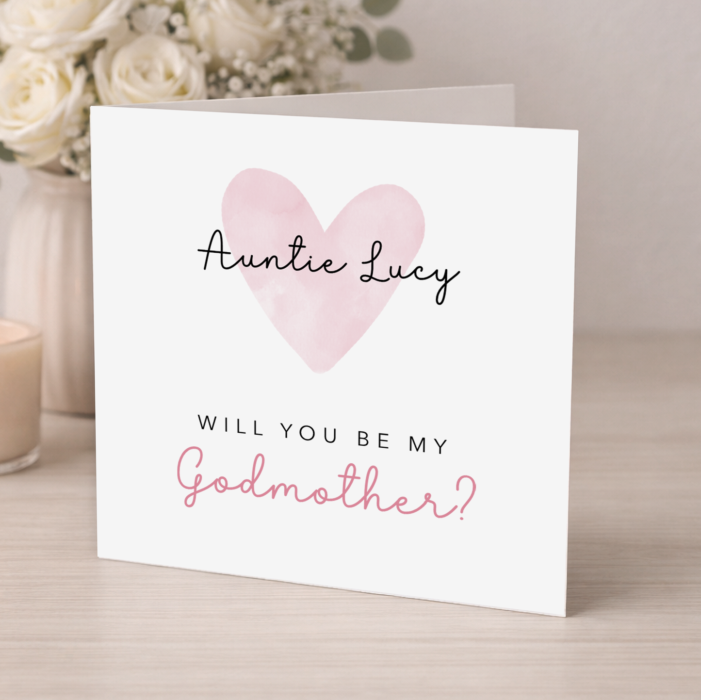 Will you be my Godmother Card - Pink Heart