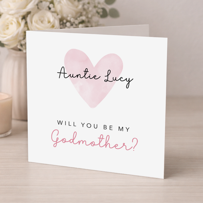 Will you be my Godmother Card - Pink Heart