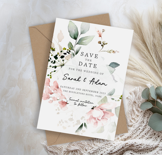 Blush Blossom Save the Date Cards