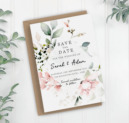 Blush Blossom Save the Date Cards