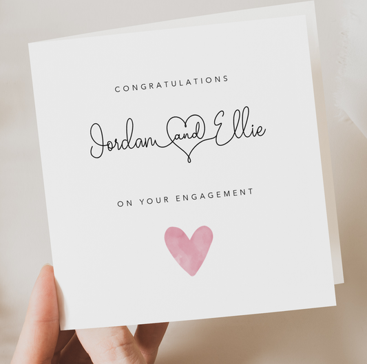 Pink Heart Engagement Card