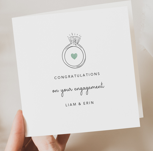 Engagement Card - Engagement Ring with Green Heart