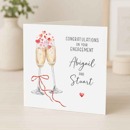 Hearts and Bubbles Engagement Card