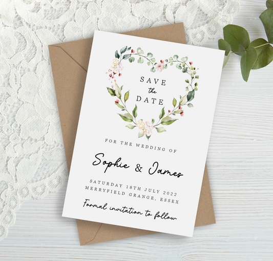 Floral Heart Save the Date Cards