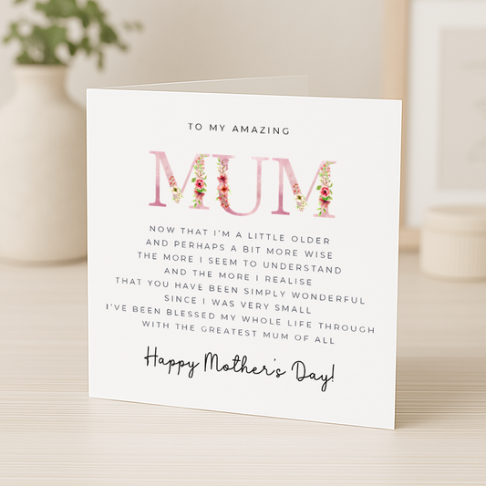 Mother's Day card for Mum with poem