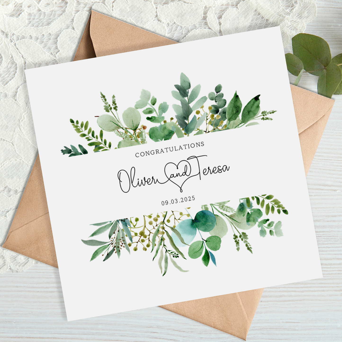 Greenery Wedding Card