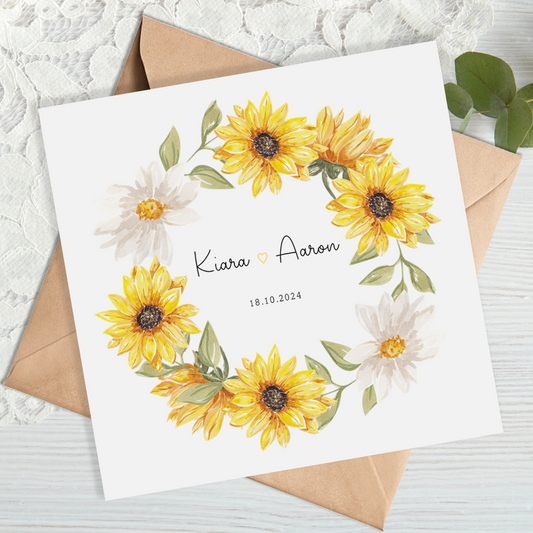 Sunflower Floral Wedding Card