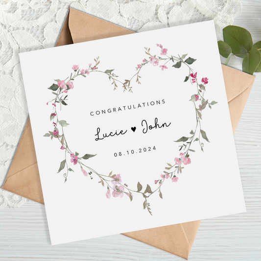 Blush Pink Floral Wedding Card