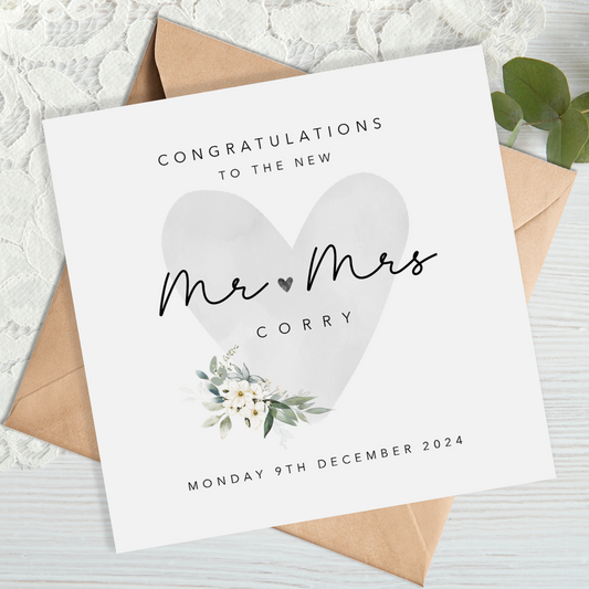 Classic Heart Wedding Card - Congratulations