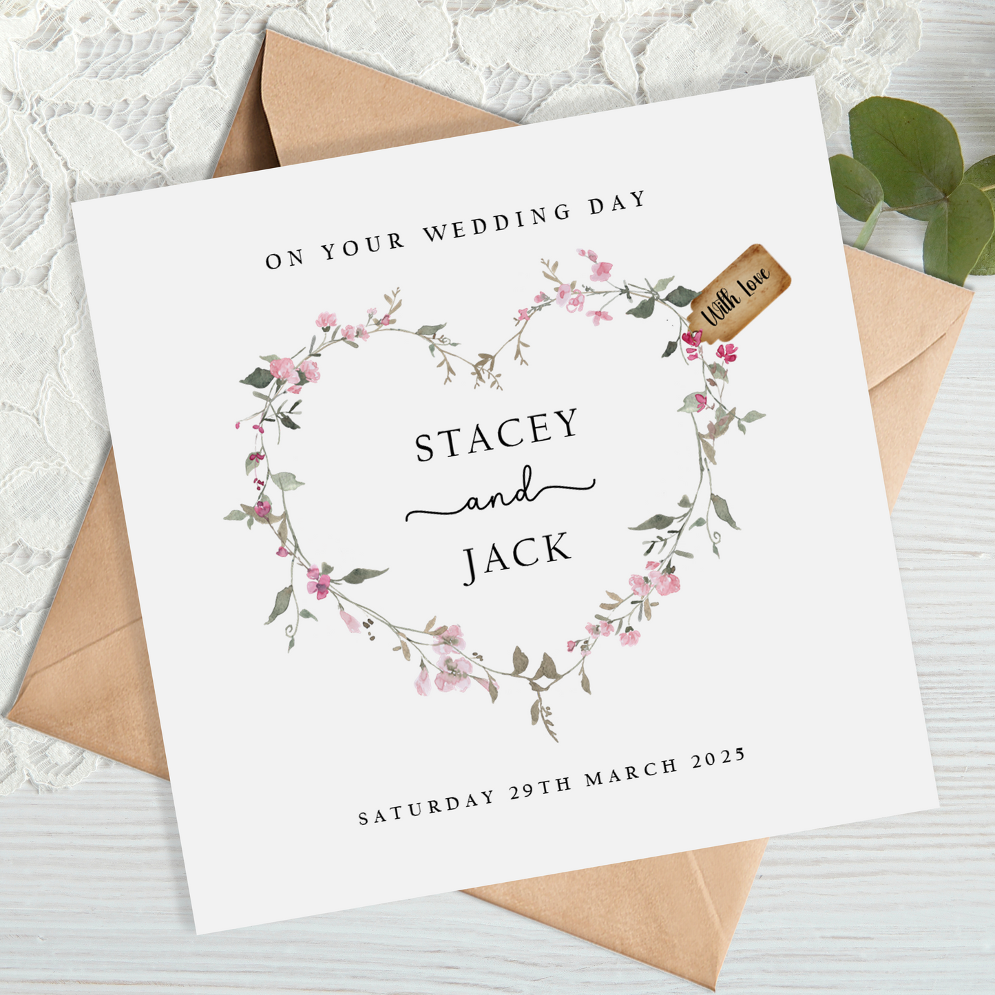 Blush Pink Floral Wedding Card - Congratulations