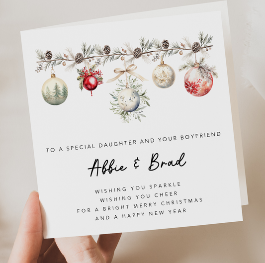 Personalised Daughter and your Boyfriend Christmas Card with verse