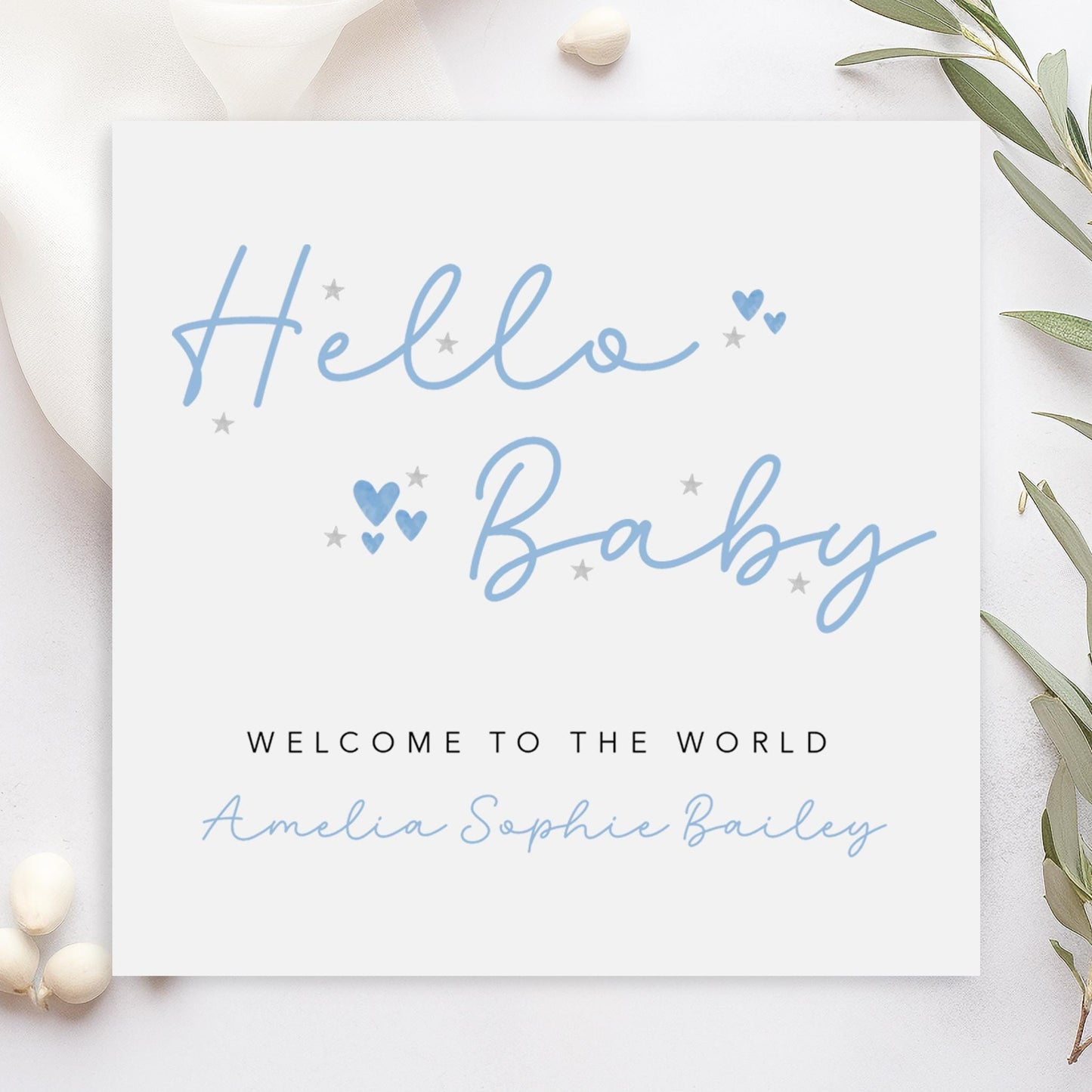 Hello Baby New Baby Boy Card