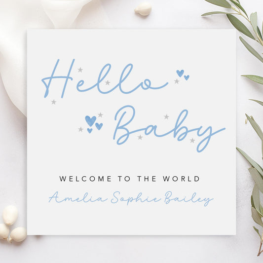 Hello Baby New Baby Boy Card