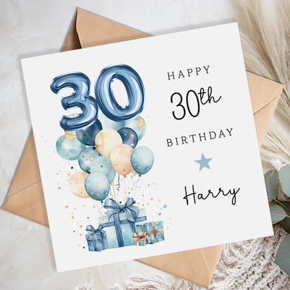 Personalised 30th Birthday Card for Him - Blue | B55