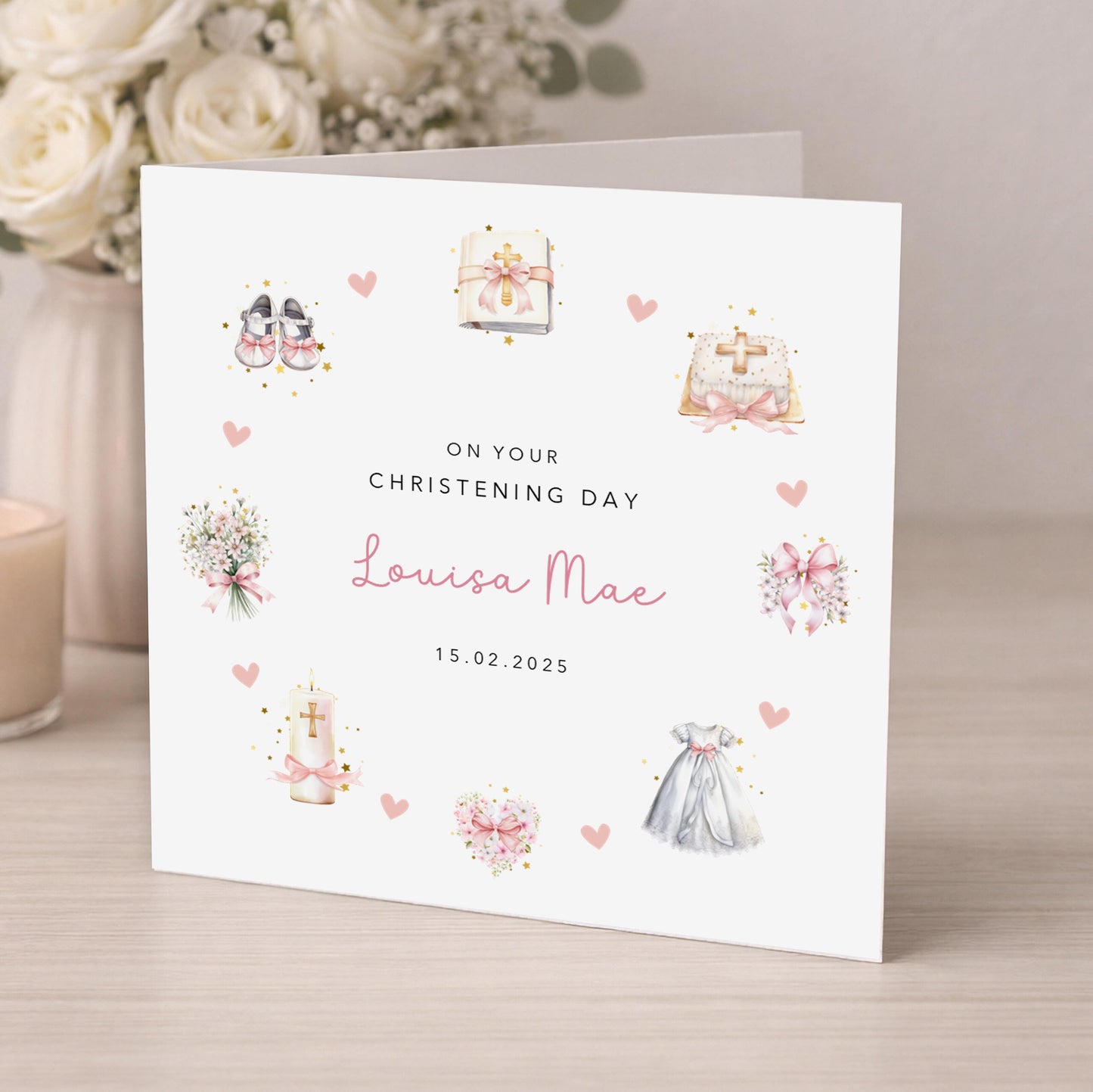 Personalised Pink Christening Gift Wrap |  Wrapping Paper |  WRAP0043