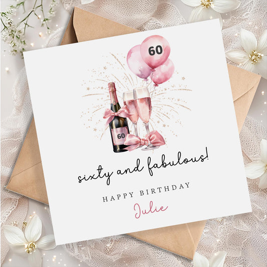 Personalised 60th Birthday Card for Her - sixty and fabulous  | B56