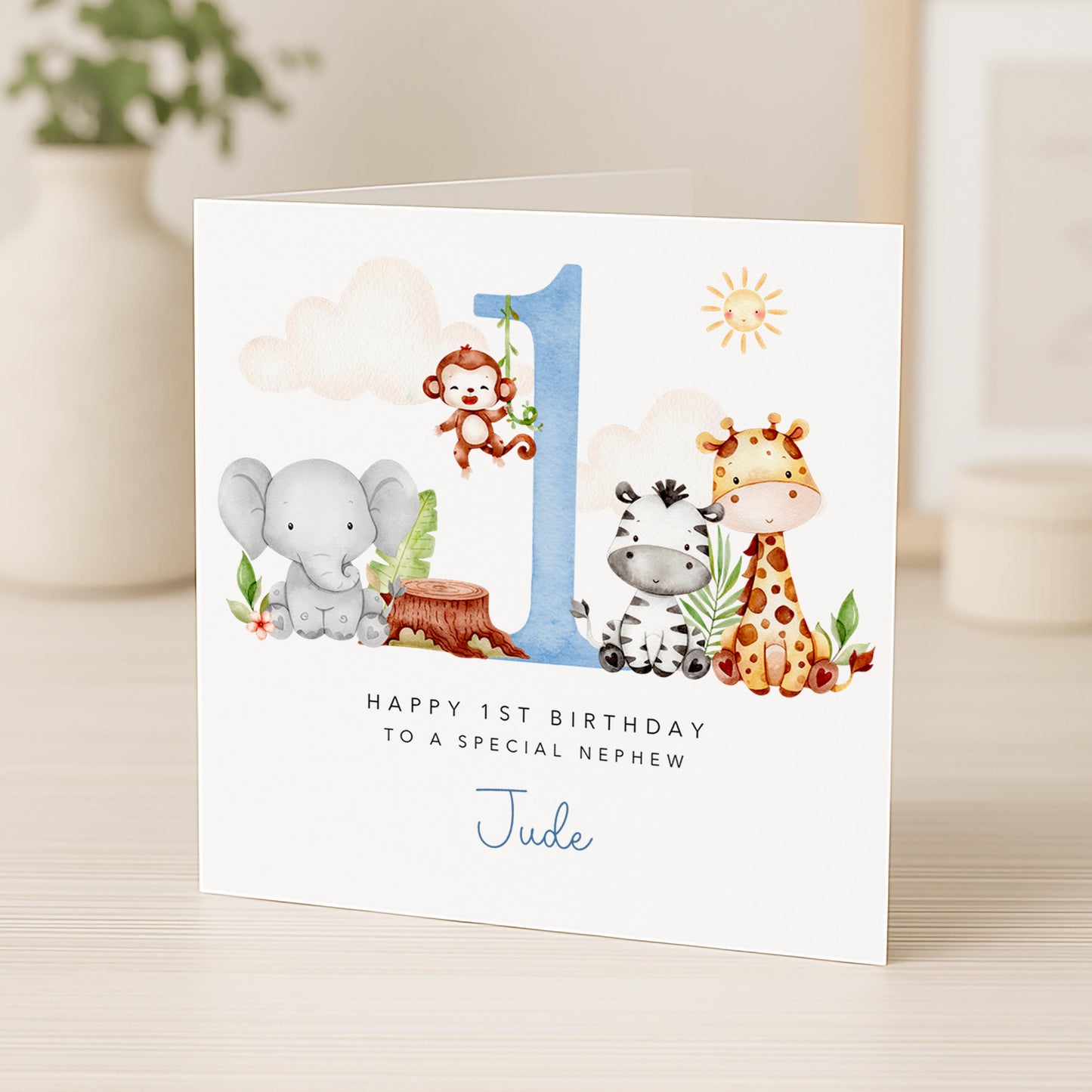 Personalised Blue Animals Birthday Gift Wrap | Wrapping Paper | WRAP0004