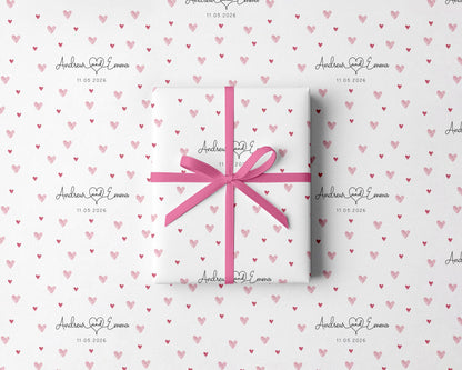 Personalised Pink Hearts Wedding Gift Wrap | Wrapping Paper |  WRAP0040